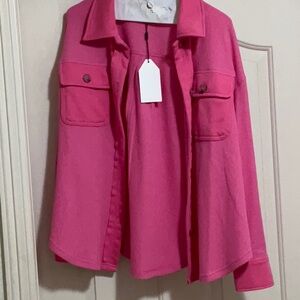 English Factory Women's  Hot Pink waffle Button Down Shacket size M from Vici